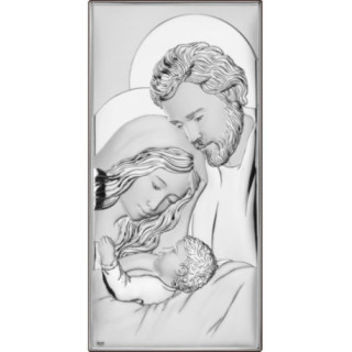 Icoana Argint - Sfanta Familie cu pruncul 11x22 cm 