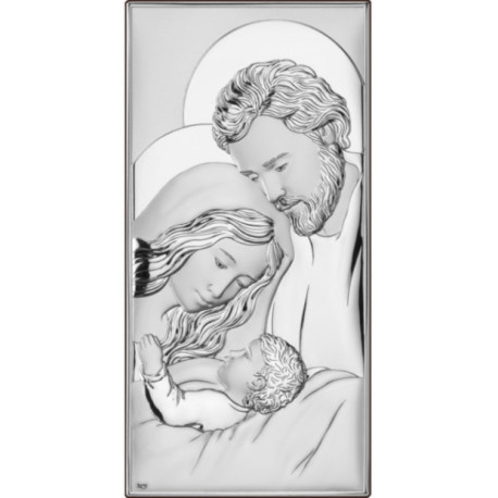 Icoana Argint - Sfanta Familie cu pruncul 11x22 cm 
