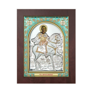 Icoana Argint - Sfantul Mina 15х20 cm