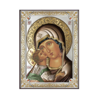 Icoana Argint - Fecioara cu pruncul -13х18 cm