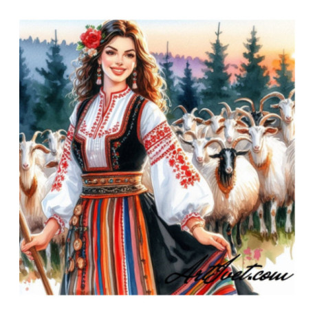 Pictura pe numere - Pastorita 40х40 сm