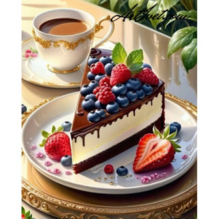 Pictura pe numere - Torta delicioasa cu fructe