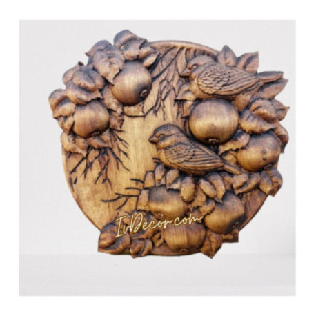 Sculptura in lemn - Pasari printre mere