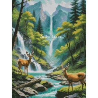 Set Goblen - Cerbi langa cascada