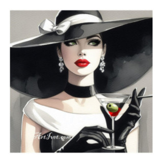 Pictura pe numere - Doamna eleganta cu martini 40х40 сm