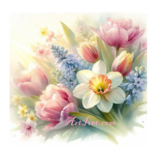 Pictura pe numere - Buchet - Gingasia primaverii 40х40 сm