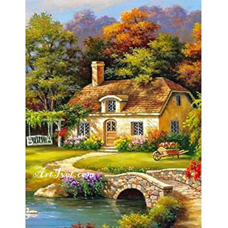 Pictura pe numere - Vedere de pe podul peste parau