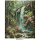 Goblen de diamante - Cascada unde infloresc trandafiri roz