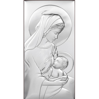 Icoana Argint - Mama si copil 12 х 24 cm