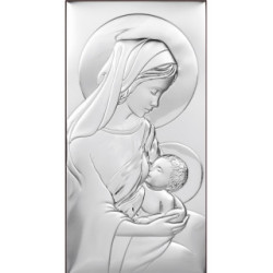 Icoana Argint - Mama si copil 12 х 24 cm