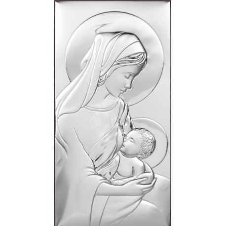 Icoana Argint - Mama si copil 12 х 24 cm