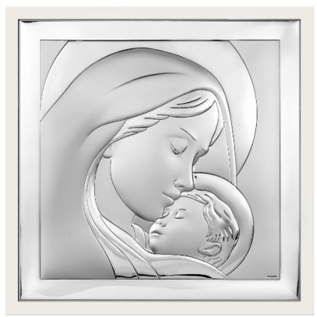 Icoana Argint - Maicuta cu copilul 19 х 19 cm