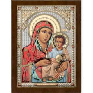 Icoana Argint - Maica Domnului cu pruncul 13 х 16.5 cm