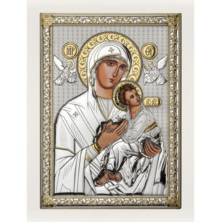  Icoana Argint - Maica Domnului cu pruncul 13 х 16.5 cm