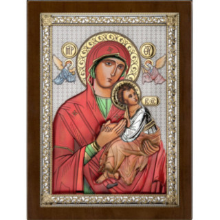 Icoana Argint - Maica Domnului cu pruncul 10x12 cm