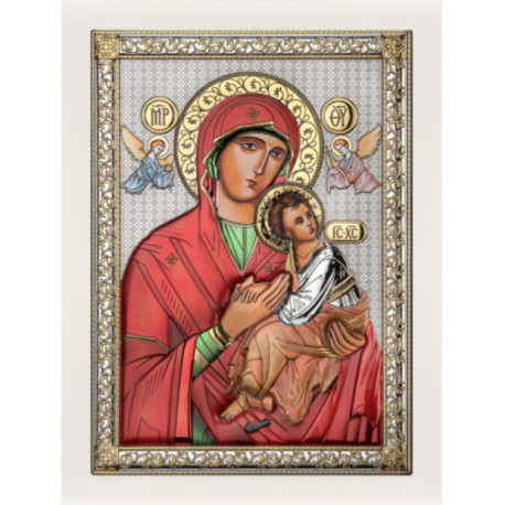 Icoana Argint - Maica Domnului cu pruncul 10x12 cm