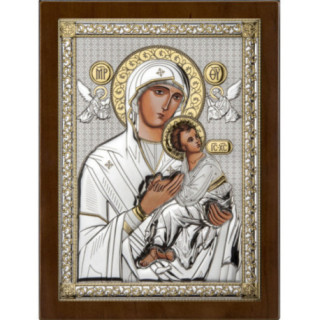 Icoana Argint - Maica Domnului cu pruncul 10x12 cm