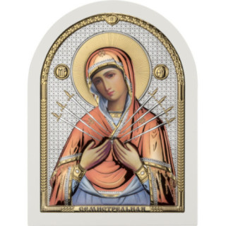 Icoana Argint - Maica Domnului cu 7 sageti 10x12cm