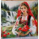 Pictura pe numere - Daniela culege trandafiri salbatici 40х40 cm
