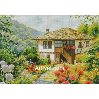 Set Goblen - Casa cu flori din Rodopi