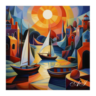 Pictura pe numere - Barci - Abstract 40х40 сm