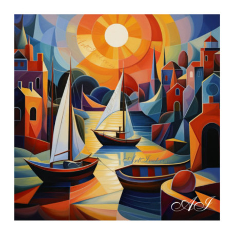 Pictura pe numere - Barci - Abstract 40х40 сm