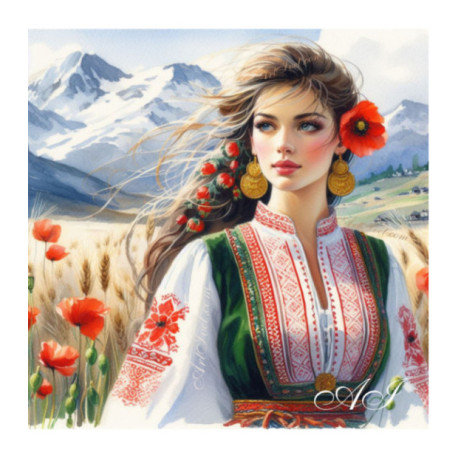 Pictura pe numere - Frumoasa si maci purpurii 40х40 сm
