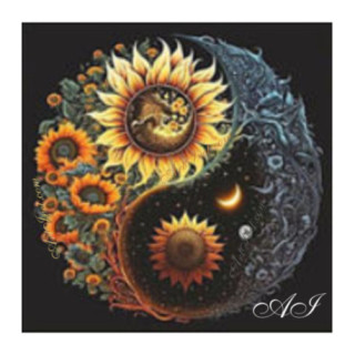 Pictura pe numere - Yin si Yang - Foc de floarea soarelui 40х40 сm