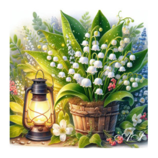 Pictura pe numere - Lacramioare, scaldate in lumina 40х40 сm