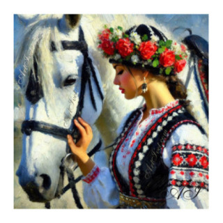 Pictura pe numere - Iana si calul alb 40х40 сm