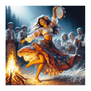 Pictura pe numere - Dansul de foc cu Daire 40х40 сm