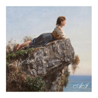 Pictura pe numere - Fata de pe stanca 40х40 сm