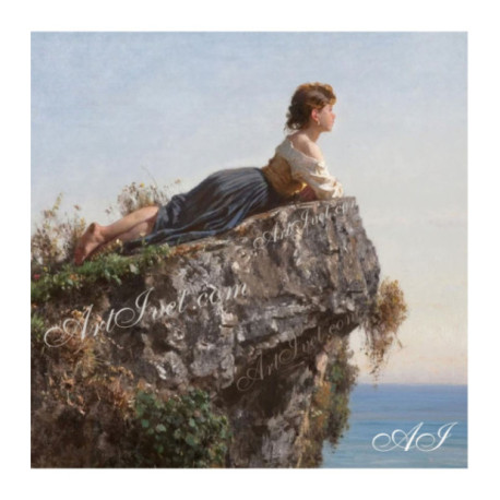 Pictura pe numere - Fata de pe stanca 40х40 сm