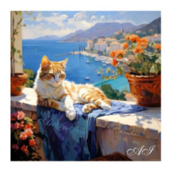 Pictura pe numere - Pisica la balcon 40х40 сm