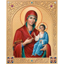 Pictura pe numere - Fecioara cu pruncul in mantie albastra