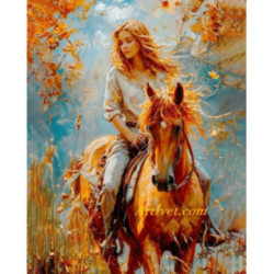 Pictura pe numere - Libertate - Fata si calul maro