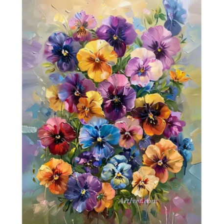 Pictura pe numere - Panselute de multe culori