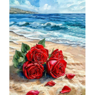 Pictura pe numere - Trandafiri pe nisipul fierbinte