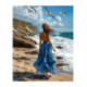 Pictura pe numere - Doamna in rochie albastra pe malul stancos