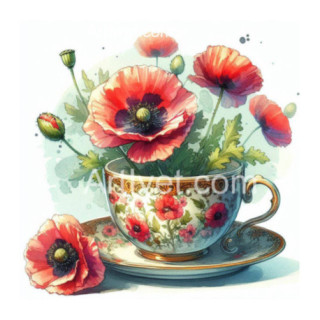 Pictura pe numere - Cana cu maci 40х40 сm