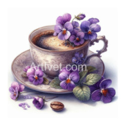 Pictura pe numere - Cana cu panselute 40х40 cm