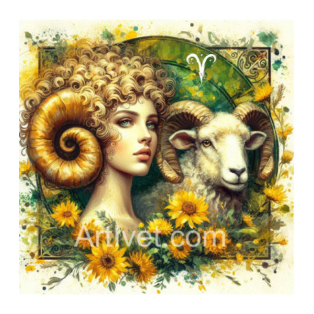 Pictura pe numere - Zodia Berbec dupa S. Marinova 40х40 сm