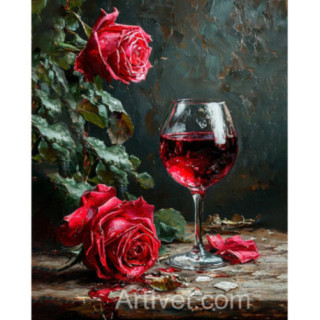 Pictura pe numere - Un pahar de Merlot si mai multe arome