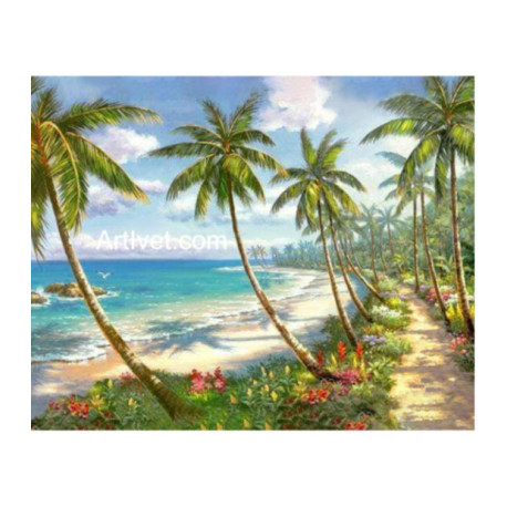 Pictura pe numere - Palmieri pe malul marii