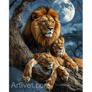 Pictura pe numere - Somnul leilor