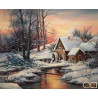 Goblen de diamante - Peisaj de iarna cu moara veche