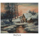 Goblen de diamante - Peisaj de iarna cu moara veche
