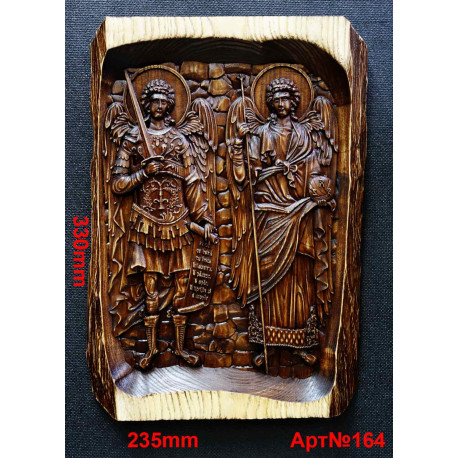 Icoana sculptata in lemn - Sfintii Arhangheli Mihail si Gavriil