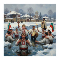 Pictura pe numere - Ziua lui Yordan - Scoaterea crucii 40х40 сm