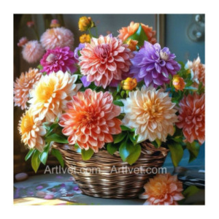 Pictura pe numere - Cos cu gherghine 40х40 сm